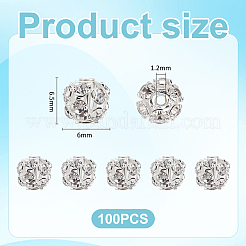 100Pcs Brass Rhinestone Beads&nbsp;KK-UN0005-13S
