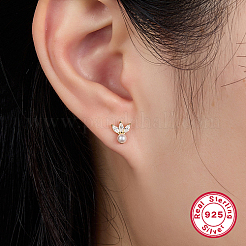 925 Sterling Silver Micro Pave Cubic Zirconia Flower Stud Earrings&nbsp;CX0038-2
