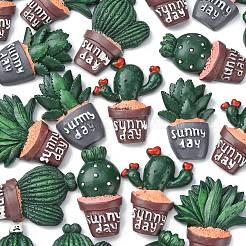 30Pcs 6 Styles Opaque Resin Plants Cabochons&nbsp;CRES-CJ0001-55