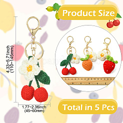 1 Set 5 Colors Creative Hand Woven Fruit Keychains&nbsp;ST-CJ0028-06