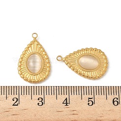 304 Stainless Steel Cat Eye Pendants&nbsp;STAS-V015-41G