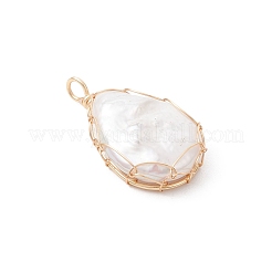 Natural Baroque Pearl Keshi Pearl Copper Wire Wrapped Pendants&nbsp;PALLOY-JF04725