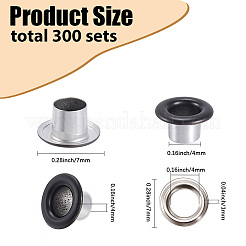 300 Sets Iron Grommet Eyelet Findings&nbsp;SCRA-GF0001-09A