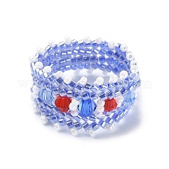 Glass Beaded Stretch Rings for Women&nbsp;RJEW-MZ00005