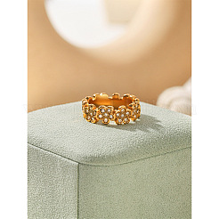 304 Stainless Steel Micro Pave Cubic Zirconia Finger Rings&nbsp;WGEDC70-01