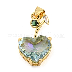 Rack Plating Brass Micro Pave Clear Cubic Zirconia Pendants&nbsp;ZIRC-L100-161G