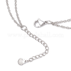 304 Stainless Steel Sea Turtle & Natural Freshwater Shell Star Pendant Double Layer Necklaces for Women&nbsp;NJEW-JN05403