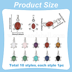 10Pcs 10 Styles Natural & Synthetic Mixed Gemstone Pendants&nbsp;G-PH0003-29