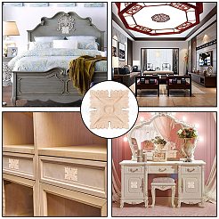 Natural Solid Wood Carved Onlay Applique Craft&nbsp;WOOD-WH0101-55