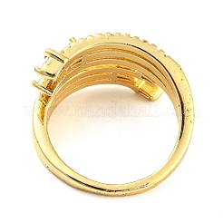 Rack Plating Brass Micro Pave Cubic Zirconia Open Cuff Ring for Women&nbsp;RJEW-F153-03G
