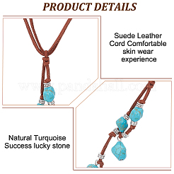 3Pcs 3 Style Ethnic Style Natural Turquoise Chips & Alloy Lariat Necklaces for Women&nbsp;NJEW-AN0001-58