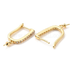 Rack Plating Brass Micro Pave Cubic Zirconia Hoop Earring Finding&nbsp;KK-C021-12G