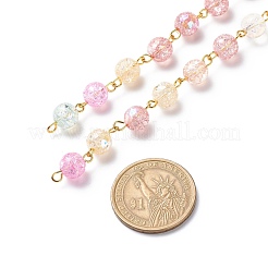Handmade Electroplate Crackle Glass Beaded Chains&nbsp;AJEW-JB01135