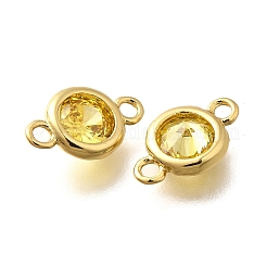 Brass Cubic Zirconia Connector Charms&nbsp;KK-Q043-24G-01