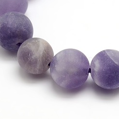 Frosted Natural Amethyst Round Bead Strands&nbsp;G-M064-10mm-13
