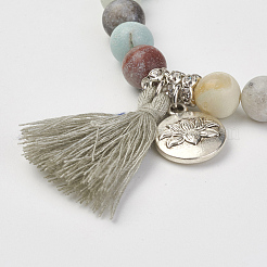Natural Flower Amazonite Beads Stretch Bracelets&nbsp;X-BJEW-JB02812-04