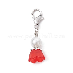 Acrylic Flower & Glass Pearl Pendant Decoration&nbsp;HJEW-JM01413