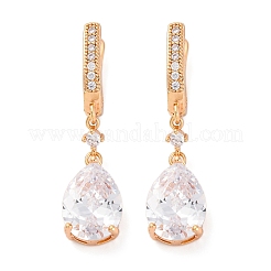 Brass Micro Pave Clear Cubic Zirconia Hoop Earrings&nbsp;EJEW-K300-40G