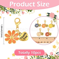 10Pcs Flower Alloy Enamel Pendant Decorations&nbsp;HJEW-YW00273