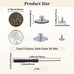 40Sets 2 Styles Alloy Buttons&nbsp;BUTT-GF0004-27B