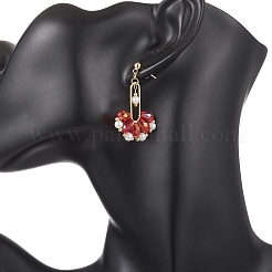 Fan Glass Dangle Stud Earrings&nbsp;EJEW-MZ00674