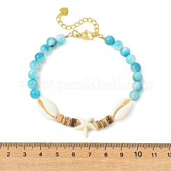 Beachy Natural Coconut & Synthetic Turquoise & Natural Dyed Persian Jade Gemstone Beads Bracelets for Women&nbsp;BJEW-JB13754