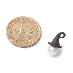 Halloween Theme Round Shell Pearl with Alloy Witch Hat Pendants&nbsp;PALLOY-JF04237
