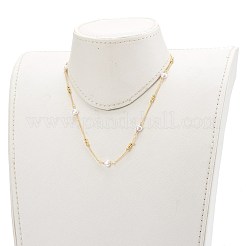 Heart Glass Beaded Chain Necklaces&nbsp;NJEW-JN03394