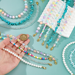 16Pcs 8 Styles Acrylic & Glass & Synthetic Turquoise Baseball Cap Chain&nbsp;HJEW-FH00162