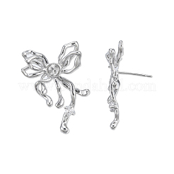 Brass Pave Clear Cubic Zirconia Stud Earring Findings&nbsp;KK-N232-438P-B