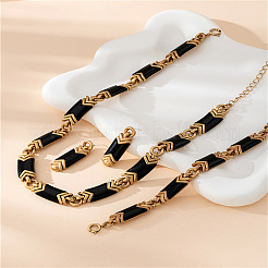Rectangle Alloy Acrylic Chain Necklaces & Bracelets & Stud Earrings Sets&nbsp;FS-WGA157C-01