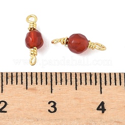 Dyed Natural Agate Faceted Round Connector Charms&nbsp;KK-C097-06G-04