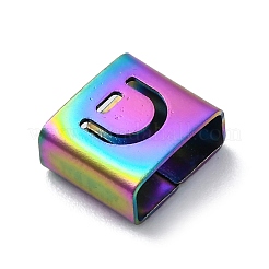 Ion Plating(IP) 304 Stainless Steel Square Slide Charms&nbsp;STAS-L132-01D-M