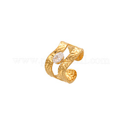 304 Stainless Steel Pave Clear Cubic Zirconia Cuff Open Rings&nbsp;FS-WG263B4-07