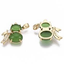 Brass Micro Pave Clear Cubic Zirconia Charms&nbsp;KK-R126-043-NF