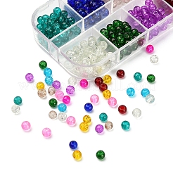 540Pcs 12 Colors Spray Painted Crackle Glass Beads Strands&nbsp;CCG-YW0001-08