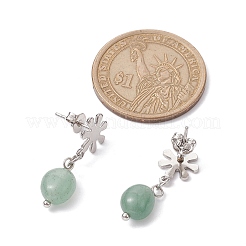 Natural Green Aventurine Twist Oval Dangle Stud Earrings&nbsp;EJEW-JE05664-03