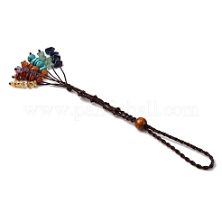 Chakra Theme Natural Red Aventurine & Green Aventurine & Red Jasper & Citrine & Amethyst & Lapis Lazuli & Synthetic Turquoise Tassel Pendant Decorations&nbsp;HJEW-JM03513