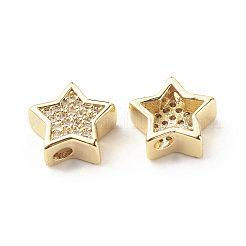 Rack Plating Brass Cubic Zirconia Beads&nbsp;KK-B051-01G-02
