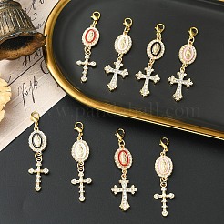 4Pcs Alloy Enamel & Rhinestone Pendant Decorations&nbsp;HJEW-YW00493-01