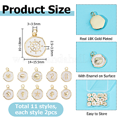 22Pcs 11 Styles Ocean Theme Brass Enamel Pendants&nbsp;KK-HS0015-95