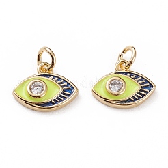 Brass Micro Pave Clear Cubic Zirconia Charms&nbsp;KK-C100-15G-B01