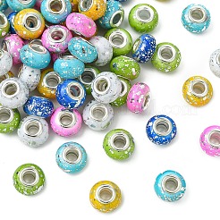60Pcs 6 Colors Opaque Resin Rondelle European Beads&nbsp;RESI-YW0006-43