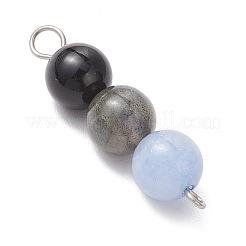 Dyed Natural Malaysia Jade & Black Onyx(Dyed & Heated) & Amethyst & Labradorite & Rose Quartz Round Beaded Connector Charms&nbsp;PALLOY-JF04052-01
