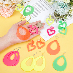 8 Pairs 8 Style Acrylic Heart & Teardrop Dangle Stud Earrings with Steel Pins for Women&nbsp;EJEW-PH0001-12