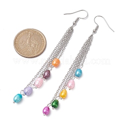 Dyed Natural Pearl Dangle Earrings&nbsp;EJEW-JE05466
