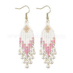 304 Stainless Steel Glass Seed Beads Arrow Dangle Earrings&nbsp;EJEW-MZ00554-02