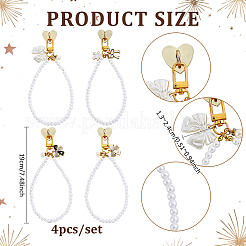 4Pcs Bowknot Alloy & Resin Imitation Pearl Pendant Decorations&nbsp;HJEW-PH02435