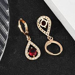 Brass Micro Pave Cubic Zirconia Leverback Earrings&nbsp;EJEW-K300-04G