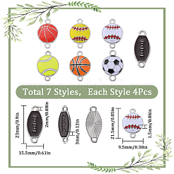 28Pcs 7 Styles Sports Ball Theme Alloy Enamel Connector Charms&nbsp;ENAM-SC0005-17
